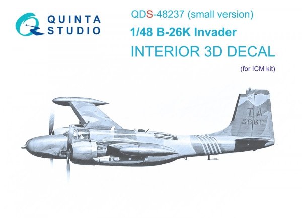 Quinta Studio QDS-48237 B-26K 3D-Printed &amp; coloured Interior on decal paper (ICM) (Small version) 1/48