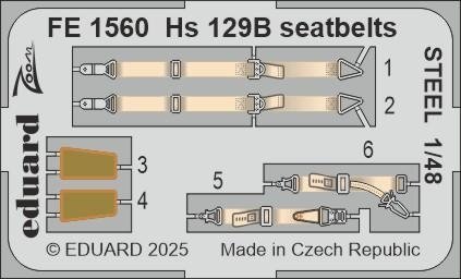 Eduard FE1560 Hs 129B seatbelts STEEL for TAKOM 1/48