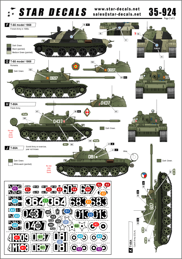 Star Decals 35-924 Cold War T-54 and T-55 tanks 1/35