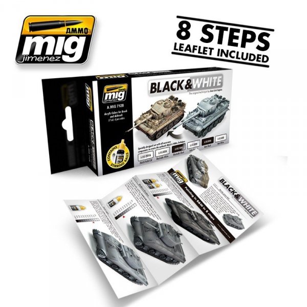 AMMO Mig 7128 BLACK and WHITE TECHNIQUE SET 6x17ml