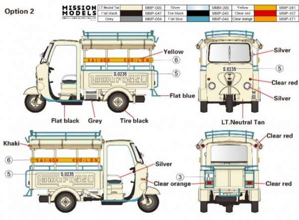 Gecko Models 35GM0113 60 - 70s Saigon Shuttle Motor-Tricycle Depot and a take break drive [2 kits In 1 box] 1/35