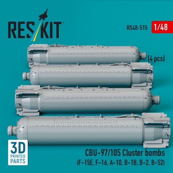 RESKIT RS48-0515 CBU-97/105 cluster bombs (4 pcs) (3D Printed) 1/48
