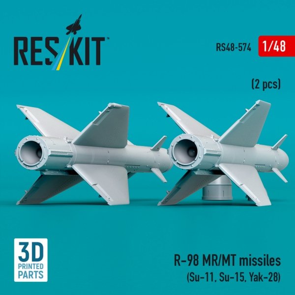 RESKIT RS48-0574 R-98 MR/MT missiles (2 pcs) (3D Printed) 1/48