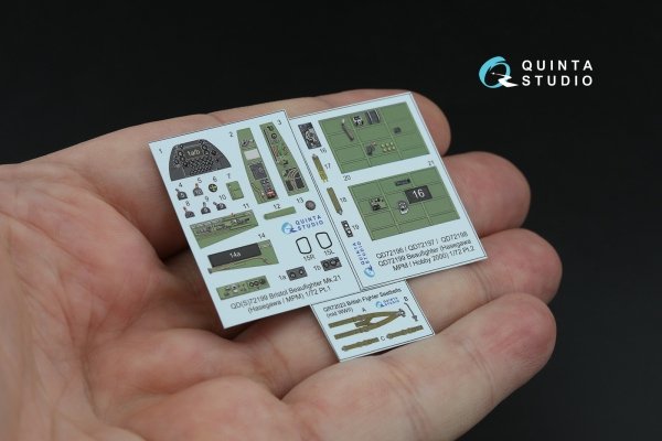Quinta Studio QD72199 Bristol Beaufighter Mk.21 3D-Printed &amp; coloured Interior on decal paper (Hasegawa/MPM) 1/72