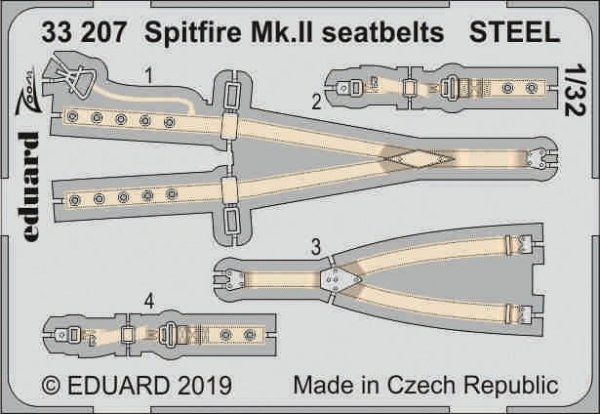 Eduard 33207 Spitfire Mk. II seatbelts STEEL REVELL 1/32