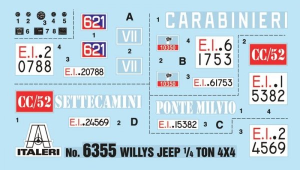 Italeri 6355 WILLYS JEEP 1/4 TON 4X4 ARMA DEI CARABINIERI 1/24