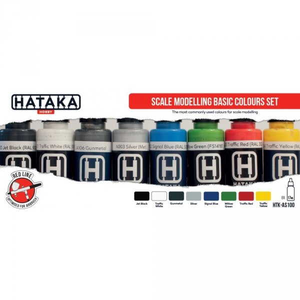 Hataka HTK-AS100 Scale Modelling Basic Colours set (8x17ml)