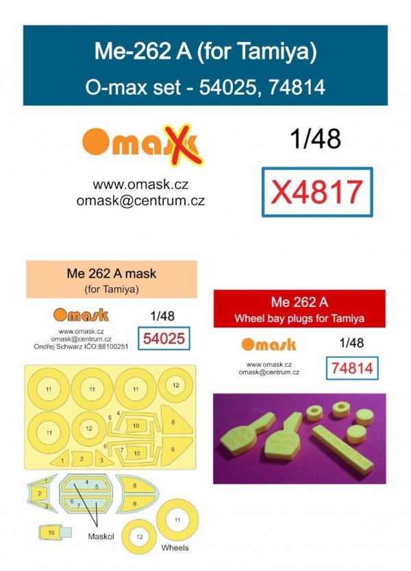 Omask X4817 Me-262 A O-max set for Tamiya 1/48
