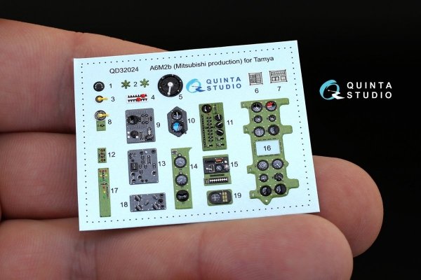 Quinta Studio QD32024 A6M2b (Mitsubishi prod.) 3D-Printed &amp; coloured Interior on decal paper (for Tamiya kit) 1/32