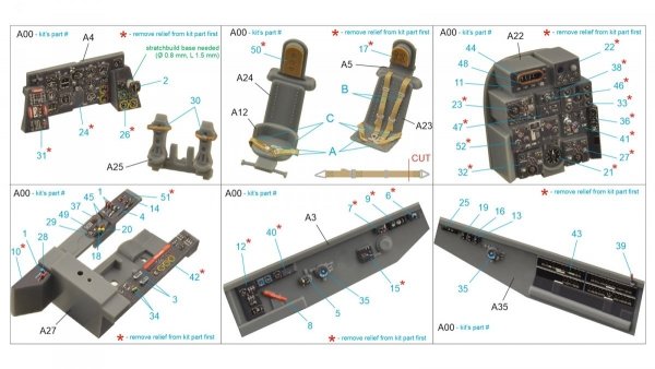 Quinta Studio QD48229 He 219 3D-Printed &amp; coloured Interior on decal paper (Tamiya) 1/48