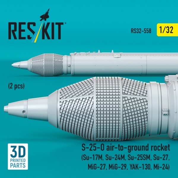 RESKIT RS32-0558 S-25-O air-to-ground rocket (2 pcs) (3D Printed) 1/32