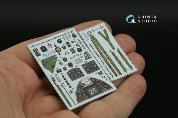 Quinta Studio QD32139 Hawker Hurricane Mk.IIb 3D-Printed &amp; coloured Interior on decal paper (Revell) 1/32