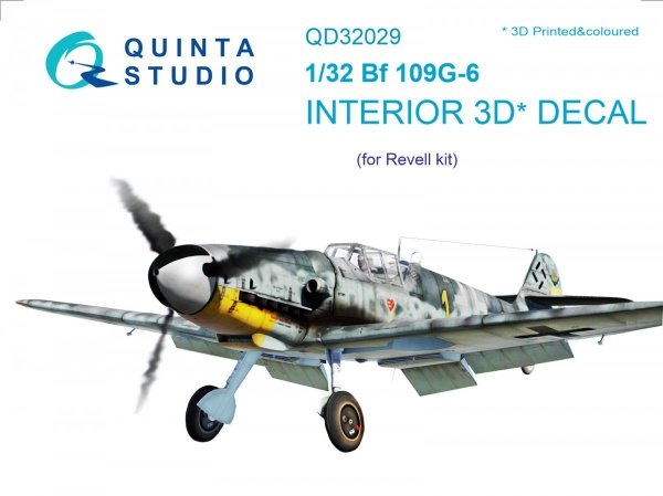 Quinta Studio QD32029 Bf 109G-6 3D-Printed &amp; coloured Interior on decal paper (for Revell kit) 1/32