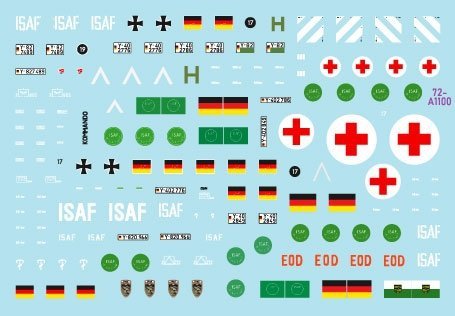Star Decals 72-A1100 ISAF-Afghanistan # 1. GECON - Peacekeepers from Germany. Wiesel I MK 20, Fuchs APC, Fuchs NBC, Fuchs Sanität vehicle. 1/72