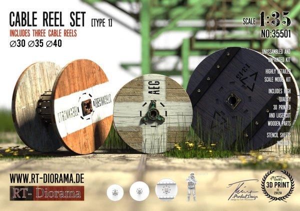 RT-Diorama 35501 Cable Reel Set (3pcs. small) Typ1 1/35