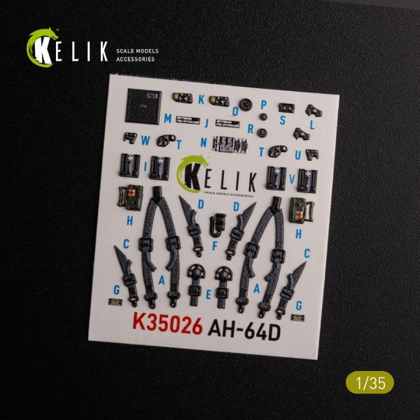 KELIK K35026 AH-64D Apache interior 3D decals for Meng kit 1/35