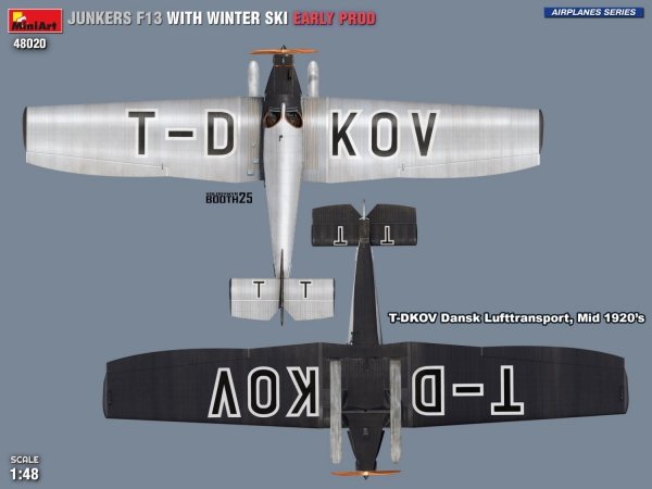 MiniArt 48020 Junkers F13 w/ Winter Ski Early Prod. 1/48