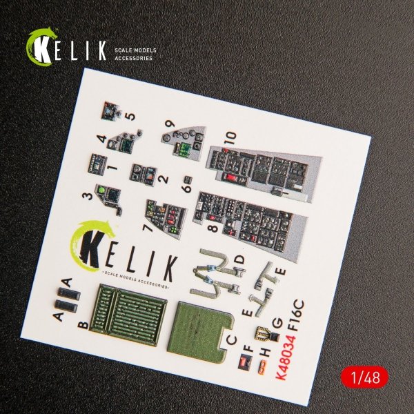KELIK K48034 F-16C &quot;FIGHTING FALCON&quot; INTERIOR 3D DECALS FOR KINETIC KIT 1/48
