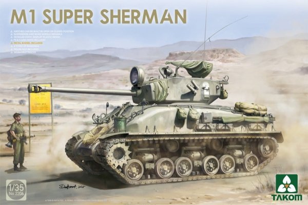 Takom 2195W M4A1(76w)HVSS + M1 Super Sherman + US Army Tank Crewman - Limited Edition Sherman² Box 1/35