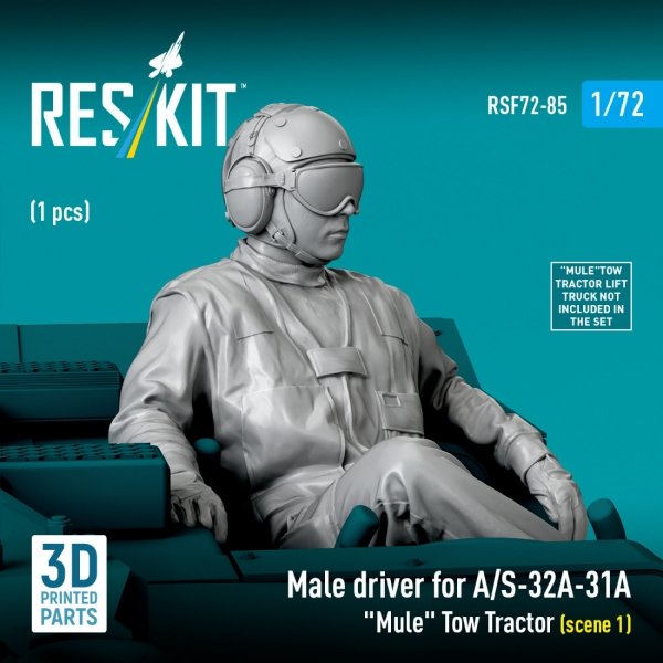 RESKIT RSF72-0085 Male driver for A/S-32A-31A "Mule" Tow Tractor (scene 1) (1 pcs) (3D Printed) (1/72)