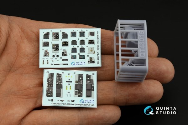 Quinta Studio QDS+48347 FA-18D late 3D-Printed coloured Interior on decal paper (Hasegawa) (with 3D-printed resin parts) (Small version) 1/48