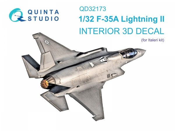 Quinta Studio QD32173 F-35A 3D-Printed &amp; coloured Interior on decal paper (Italeri) 1/32