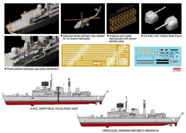 Dragon 7133 H.M.S. Sheffield Type 42 Destroyer Batch 1 (Falklands War 30th Anniversary) 1/700