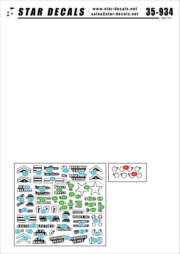 Star Decals 35-934 US 44th TANK BATTALION 1/35