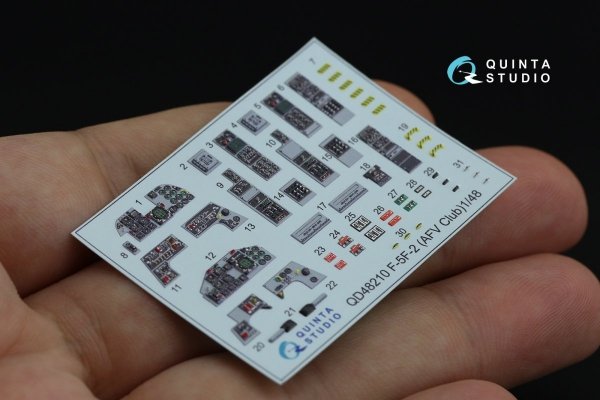 Quinta Studio QD48210 F-5F-2 3D-Printed &amp; coloured Interior on decal paper (AFV club) 1/48