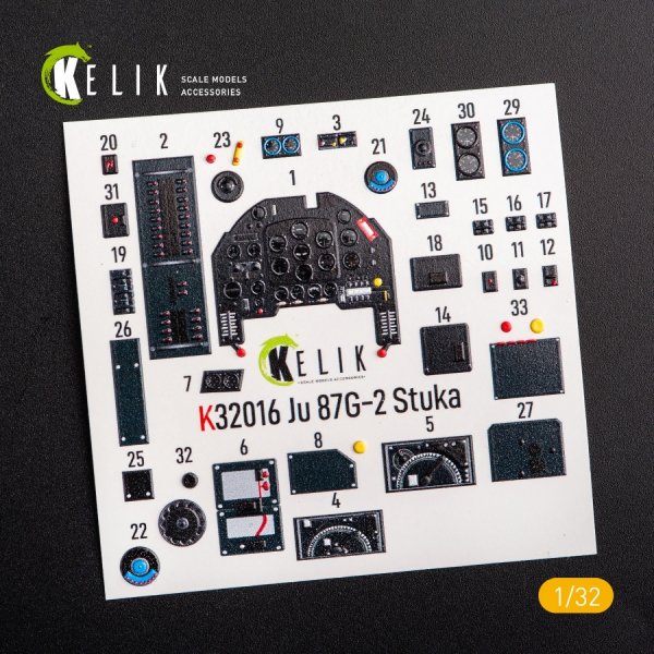 KELIK K32016 JUNKERS JU 87 D/G STUKA - INTERIOR 3D DECAL FOR TRUMPETER KIT 1/32