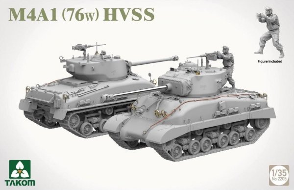 Takom 2195W M4A1(76w)HVSS + M1 Super Sherman + US Army Tank Crewman - Limited Edition Sherman² Box 1/35