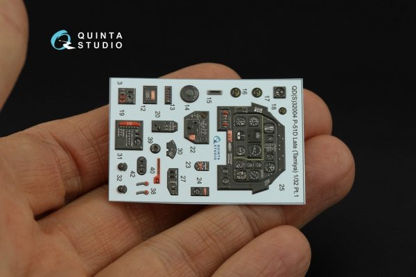 Quinta Studio QDS-32004 P-51D (Late) 3D-Printed coloured Interior on decal paper (Tamiya) (small version) 1/32