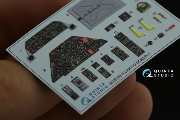 Quinta Studio QD35112 AH-1G Cobra 3D-Printed &amp; coloured Interior on decal paper (ICM) 1/35