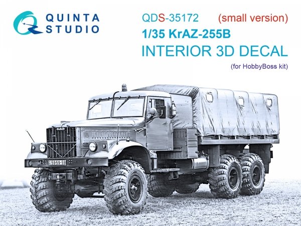 Quinta Studio QDS-35172 KrAZ-255B 3D-Printed &amp; coloured Interior on decal paper (HobbyBoss) (Small version) 1/35