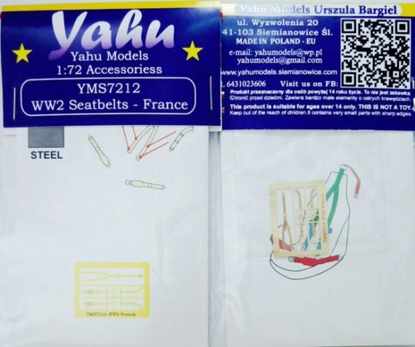 Yahu YMS7212 WW2 seatbelts France (1:72)