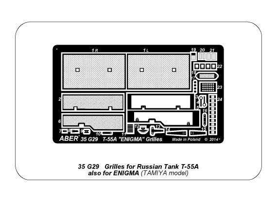 Aber 35G29 Grilles for Russian Tank T-55A also for T-55 ENIGMA (1:35)