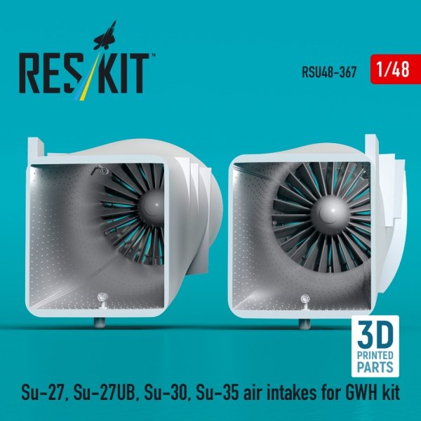 RESKIT RSU48-0367 Su-27, Su-27UB,30,35 air intakes for GWH kit (3D Printed) (1/48)