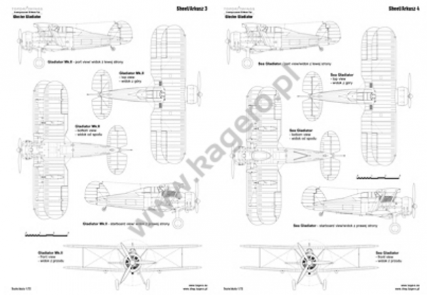 Kagero 7094 Gloster Gladiator Mk. I, I Trop, II, II Meteo, Sea Gladiator, J-8 EN/PL