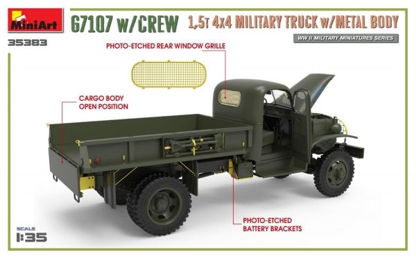 MiniArt 35383 G7107 w/CREW 1,5t 4X4 CARGO TRUCK w/METAL BODY 1/35