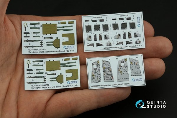Quinta Studio QD48307 Eurofighter twin seater 3D-Printed coloured Interior on decal paper (Revell) 1/48