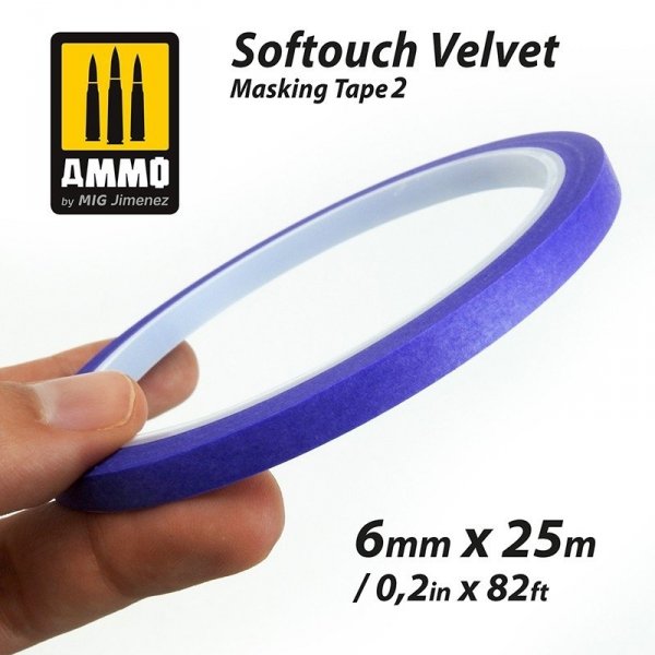 AMMO of Mig Jimenez 8241 SOFTOUCH VELVET MASKING TAPE 2 (6mm X 25M)