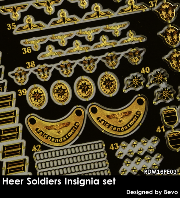 RADO Miniatures RDM16PE03 Heer Soldiers Insignia Set - Zestaw Fototrawiony 1/16