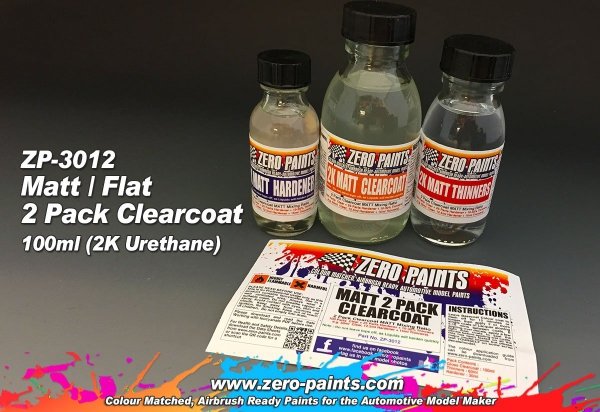 Zero Paints ZP-3012 MATT/ FLAT 2 Pack Clearcoat 100ml (2K Urethane)