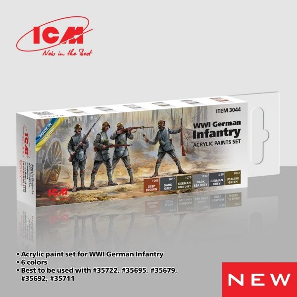 ICM 3044 Acrylic paint set for WWI German infantry 12 ml х 6