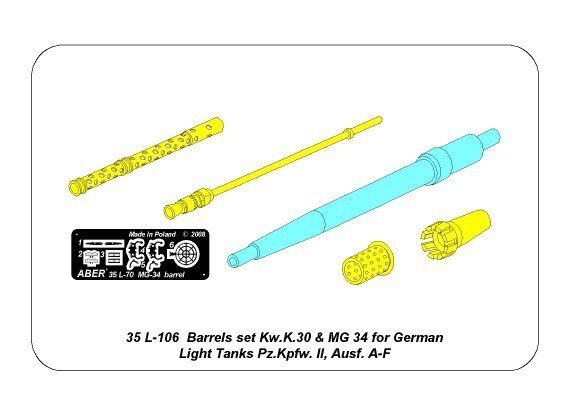 Aber 35L-106N Barrels set KwK.30 &amp; MG 34 for Pz.Kpfw. II, Ausf. A-F (1:35)	