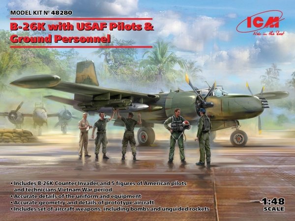 ICM 48280 B-26K with USAF Pilots &amp; Ground Personnel 1/48