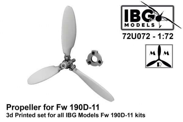 IBG 72U072 Propeller for Fw 190D-11 3d Printed set for all IBG Models Fw 190D-11 kits 1/72