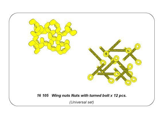 Aber 16105 Wing nuts with turned bolt x 12 pcs. 1/16
