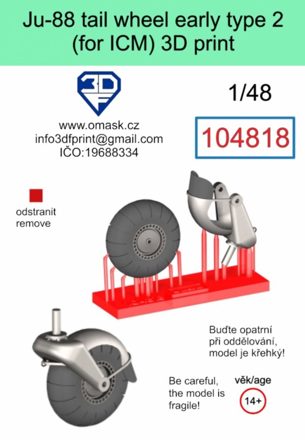 Omask 104818 Ju-88 tail wheel early type 2 3D print (for ICM) 1/48