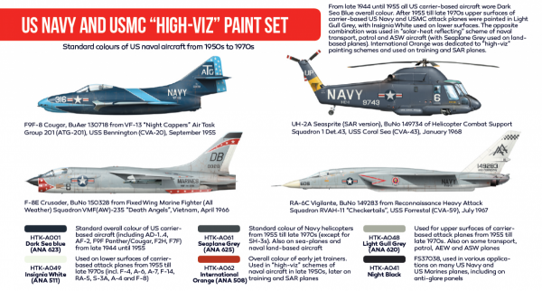 Hataka HTK-AS18 US Navy and USMC „high-viz” Paint Set (6x17ml)